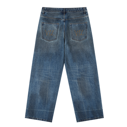 Vintage Wash Baggy Denim Jeans