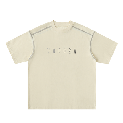 Oversized Contrast-Stitched Cotton Tee